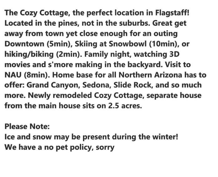 The Cozy Cottage Flagstaff Exterior photo
